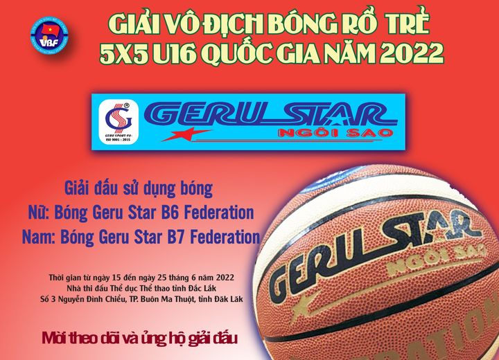 Giải vô địch Bóng rổ trẻ 5x5 U16 quốc gia năm 2022 - GeruSport hân hạnh tài trợ giải.